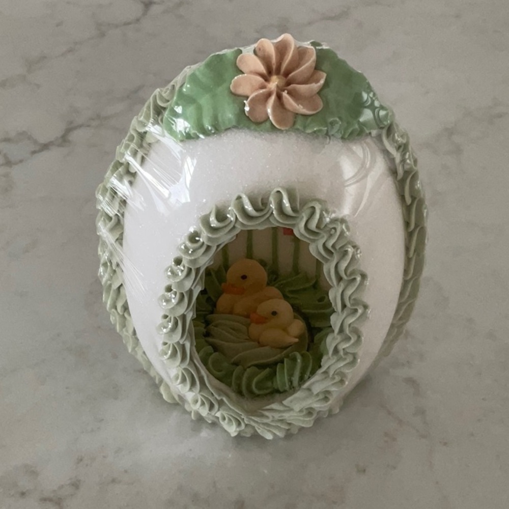 Decorative Egg with Ducklings and Floral Design